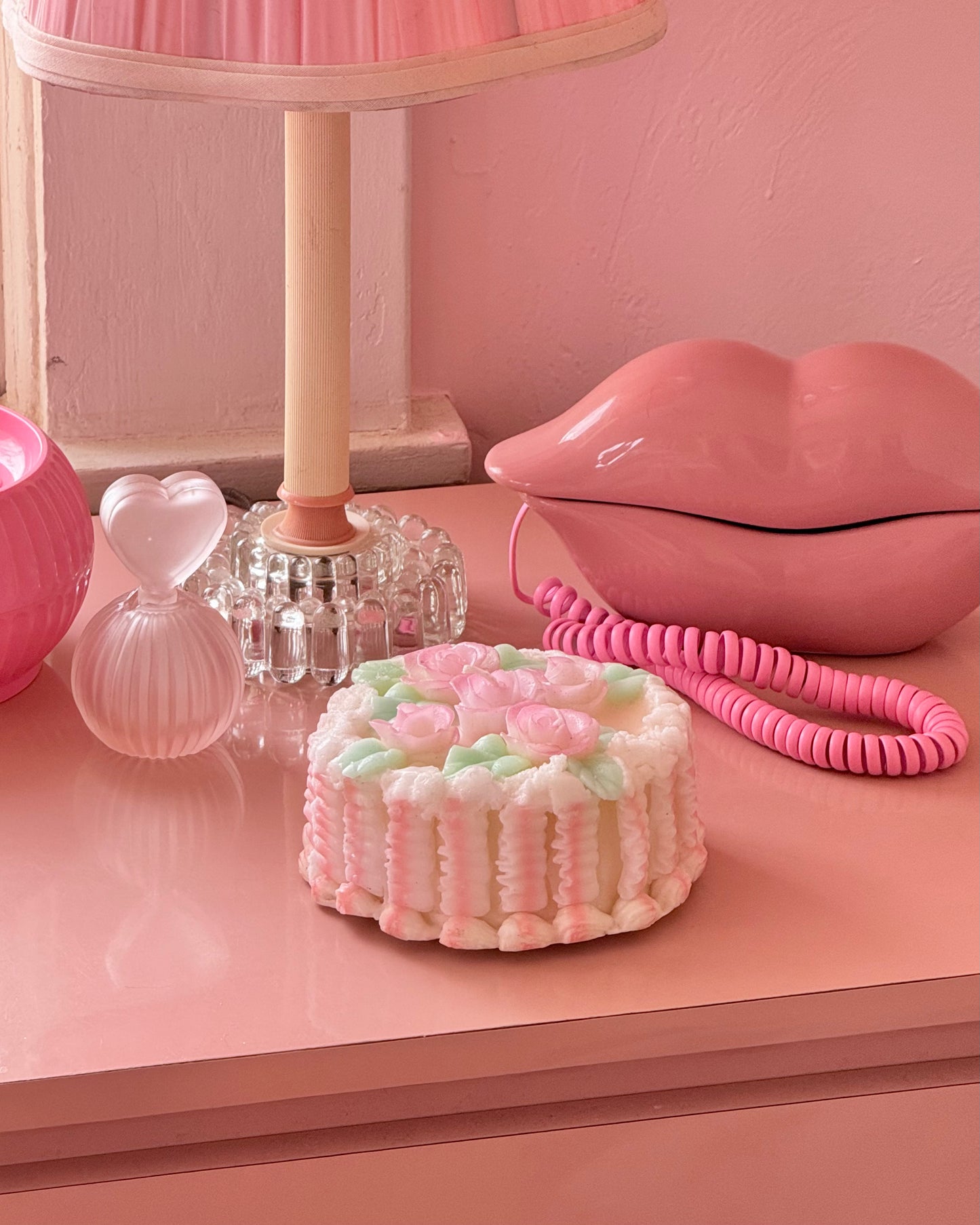 Pink & Green Cake Candle