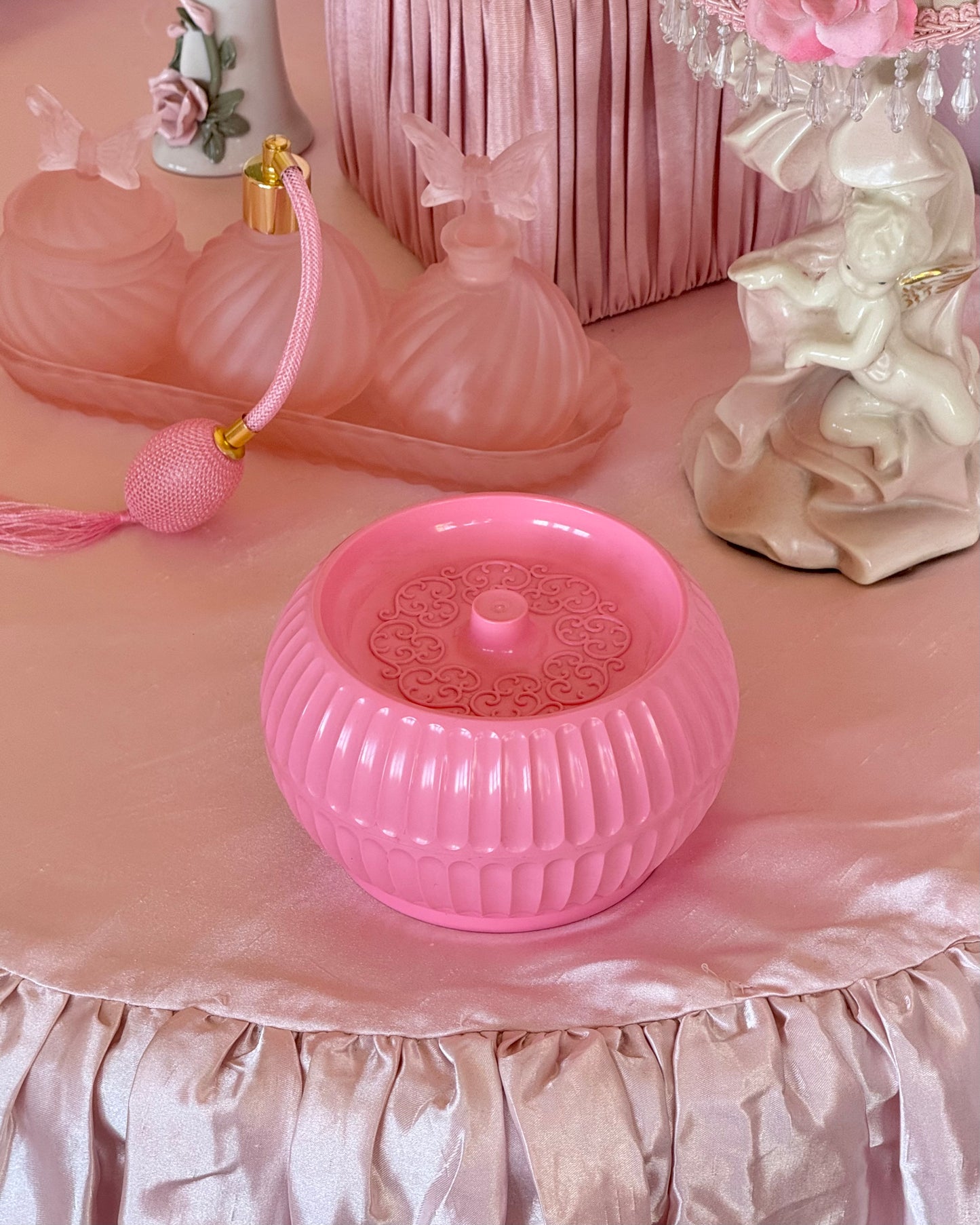 Vintage Pink Dusting Powder Jar