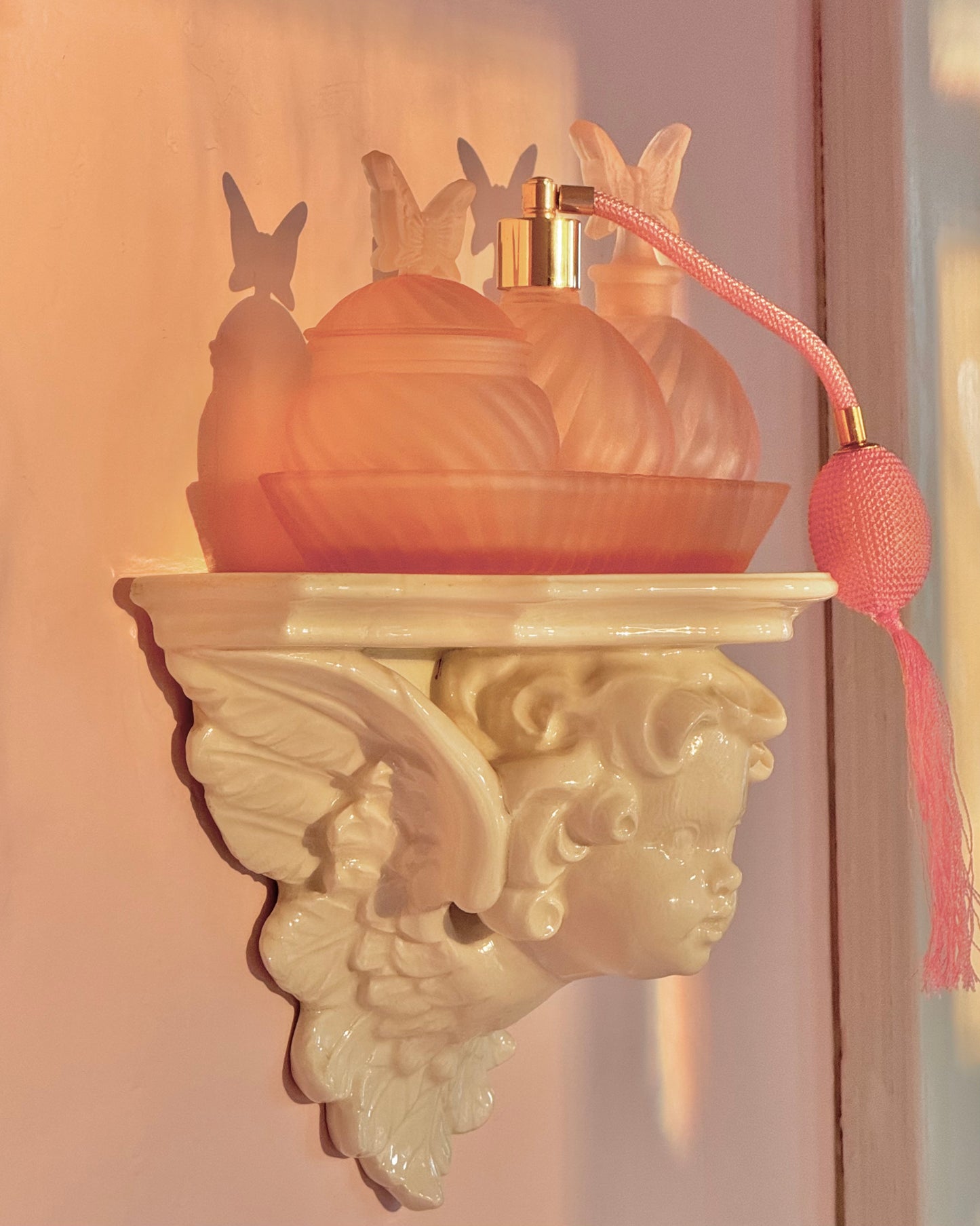 Vintage Pink Butterfly Perfume Set
