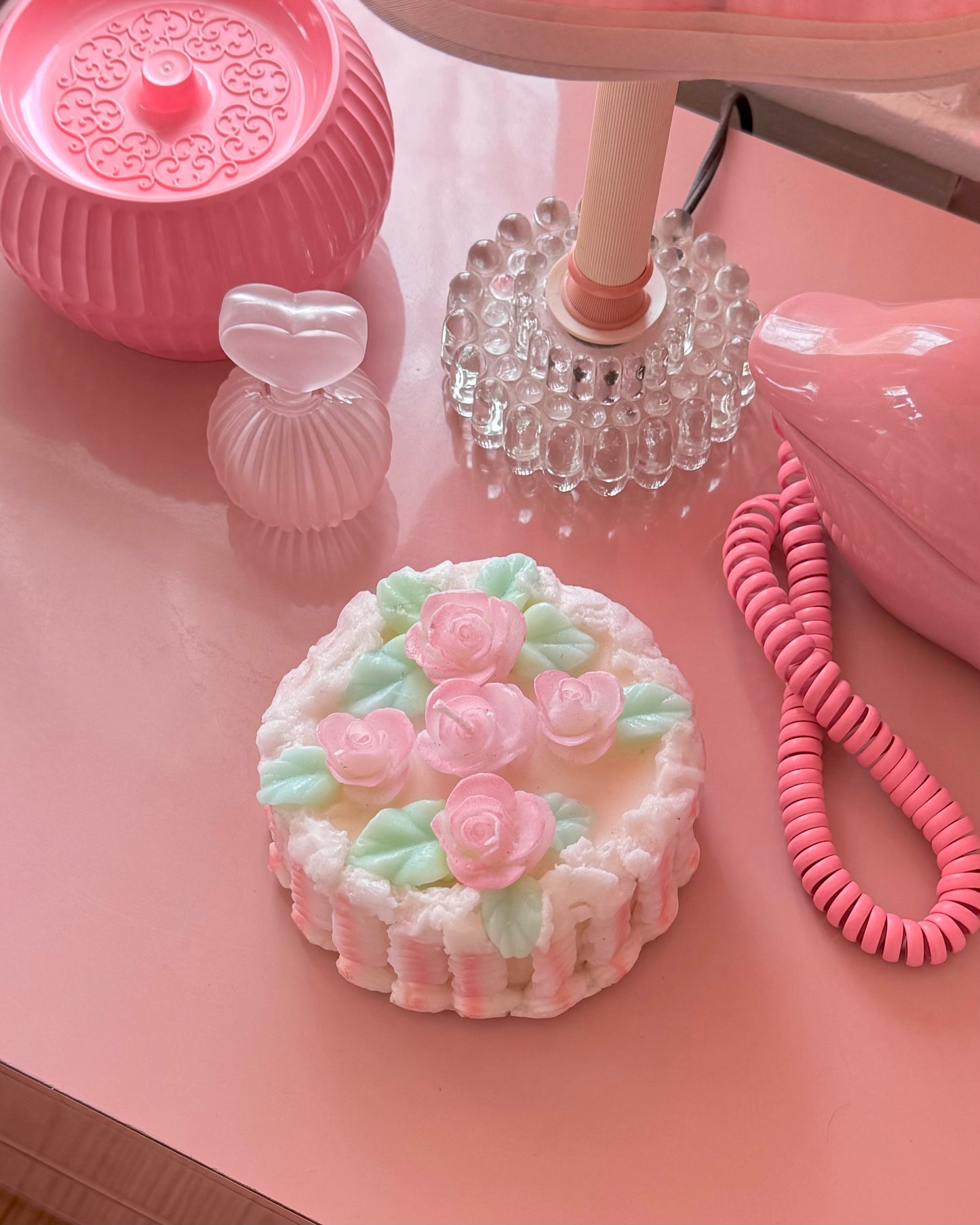 Pink & Green Cake Candle