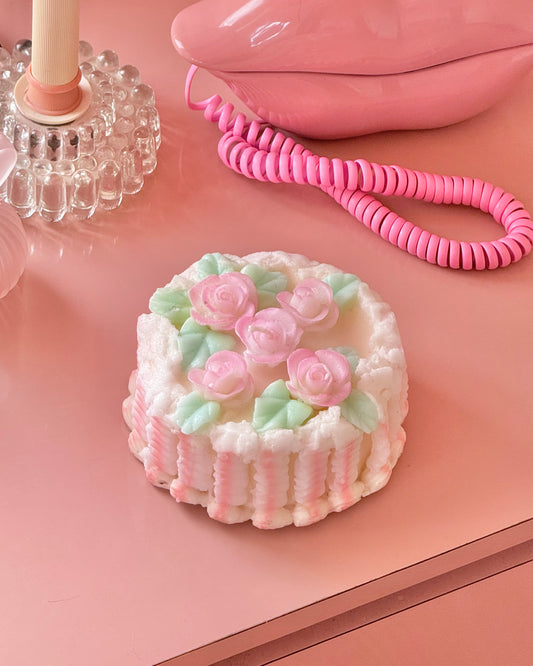 Pink & Green Cake Candle