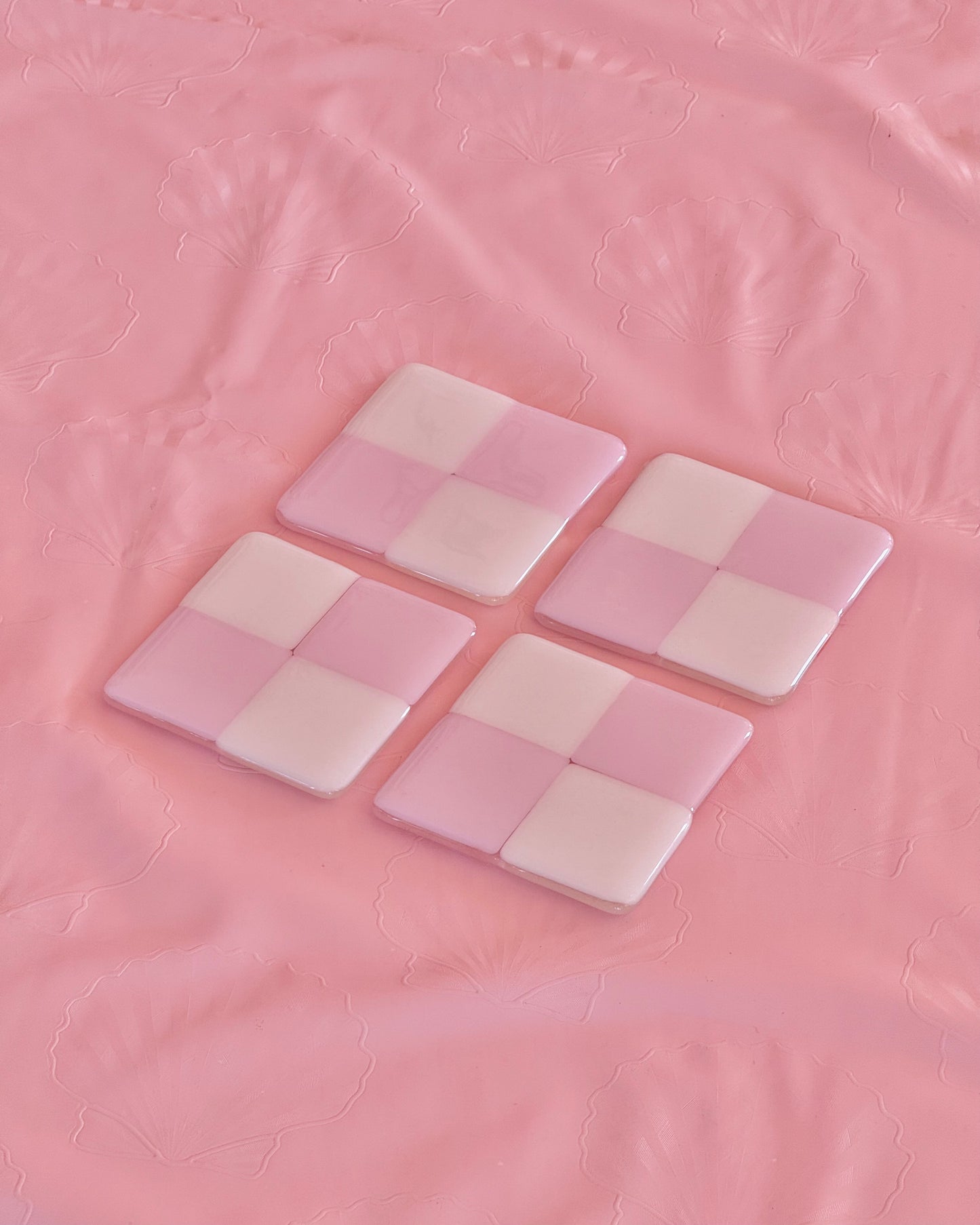 Pink Checkered Coasters