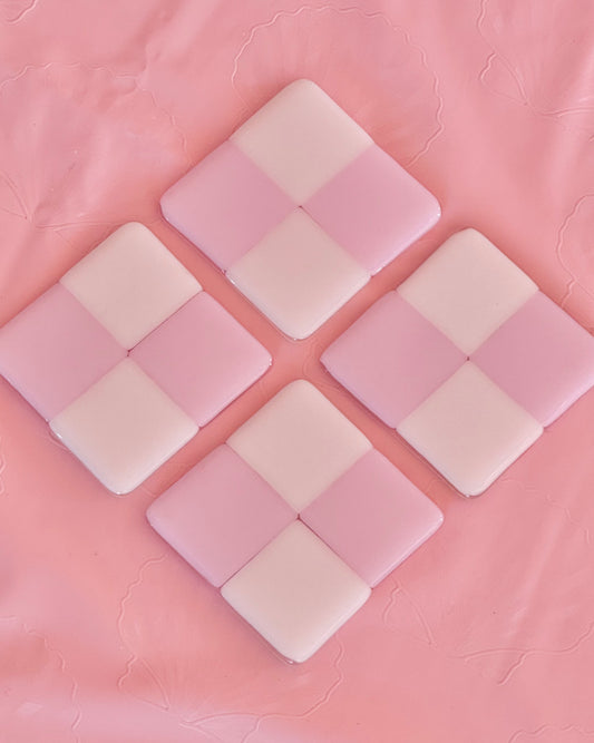 Pink Checkered Coasters